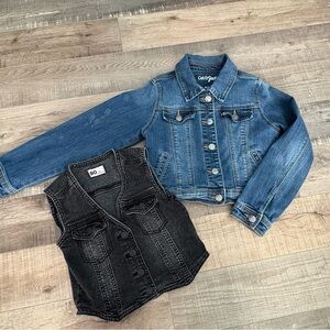 BUNDLE | Girls Denim Jean Jacket & Black Denim Vest SZ 7-8